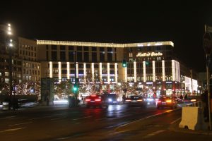 Shopping mall with Christmas lights