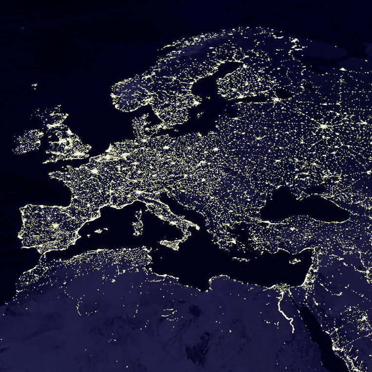 Satellite picture of Europe at night, NASA